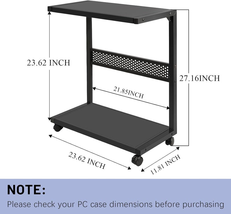 Bfttlity Large PC Stand Computer Tower Stand 2-Tier Metal CPU Holder with Locking Caster Wheels Suitable for Most PC (Black,XL) - Image 2